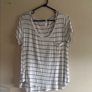 Casual White and Black Striped Women's Blouse